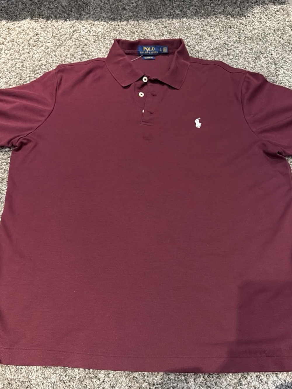 Polo by Ralph Lauren Men's Maroon Polo Shirt with White Pony